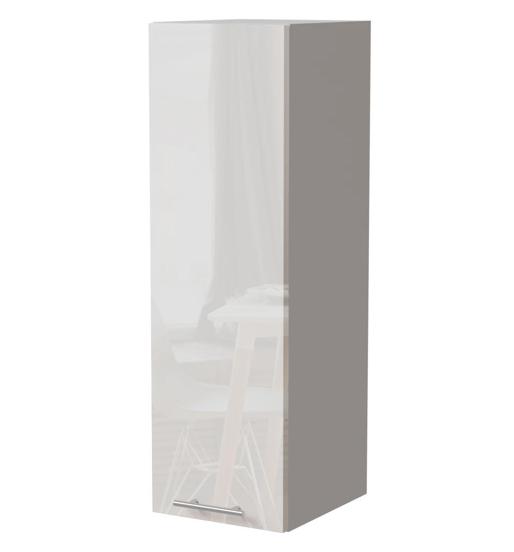 Feldmann-Wohnen Küchenhängeschrank Weiß Hochglanz, Weiß 30x96x32.5 cm