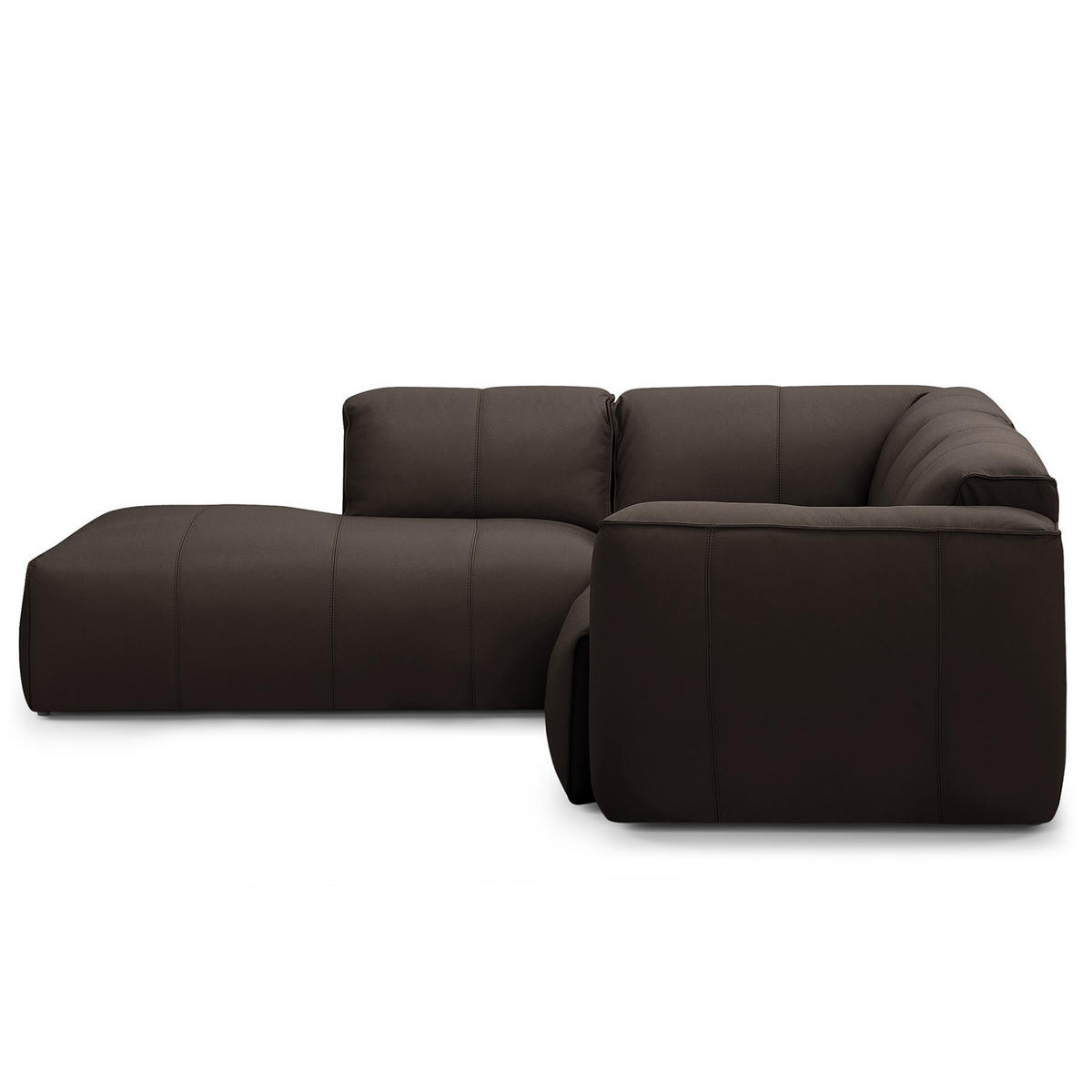3-SITZER ECKSOFA mit Recamiere - Dunkelbraun/Schwarz, Leder/Kunststoff (295/231cm) - home24