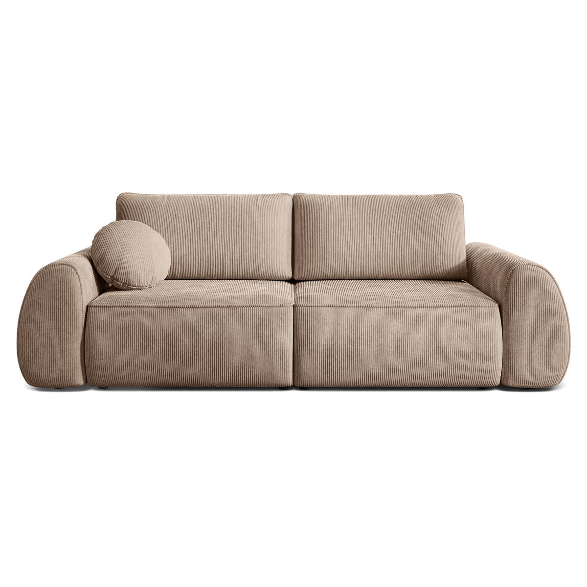 BETTSOFA ZEFEO Beige Kordstoff mit Schlaffunktion - Beige, Textil (264/96/106cm) - MASSENO
