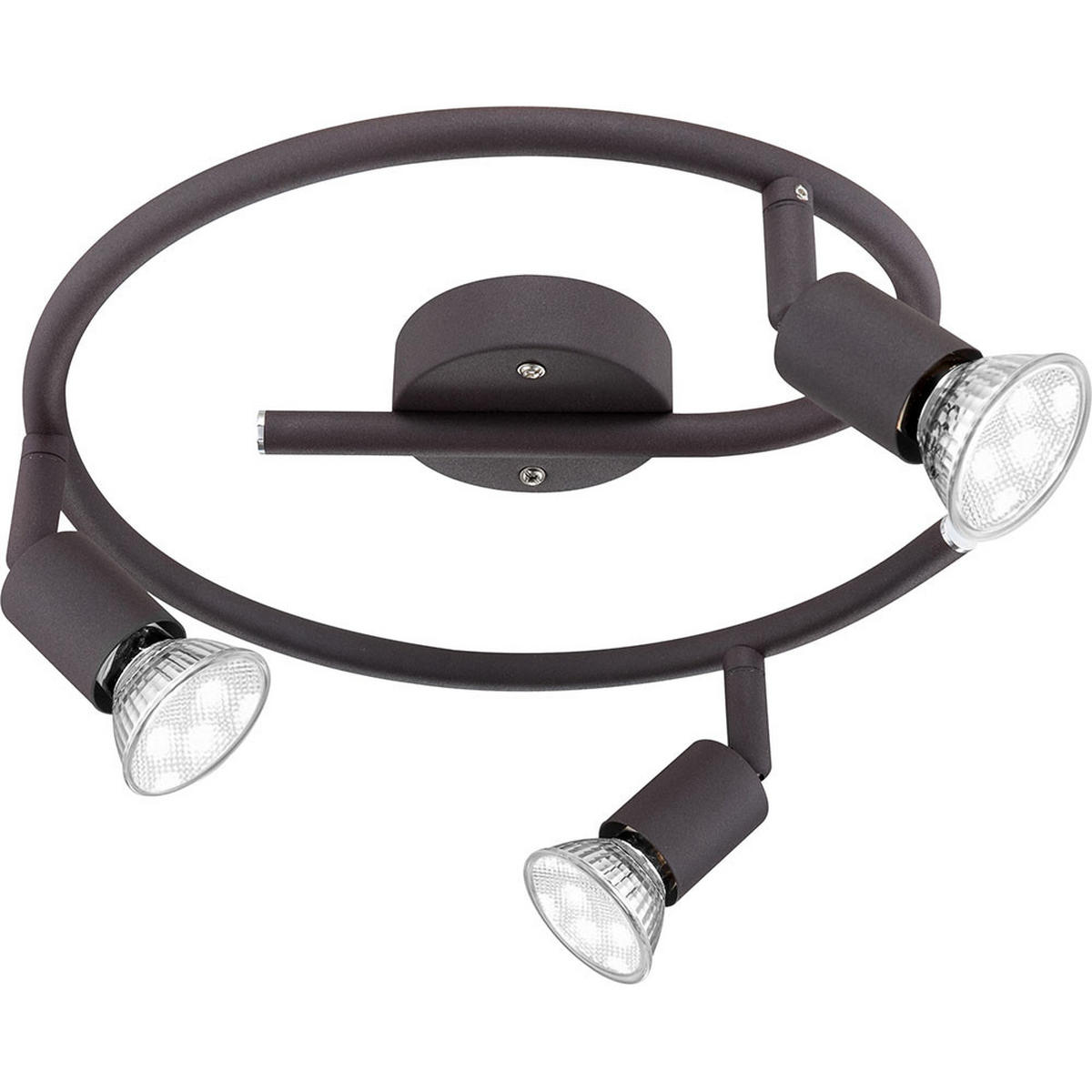 LED DECKENLEUCHTE Metall Rostfarben 3 Flammig - Braun, Metall (42/42/15cm) - Globo Lighting