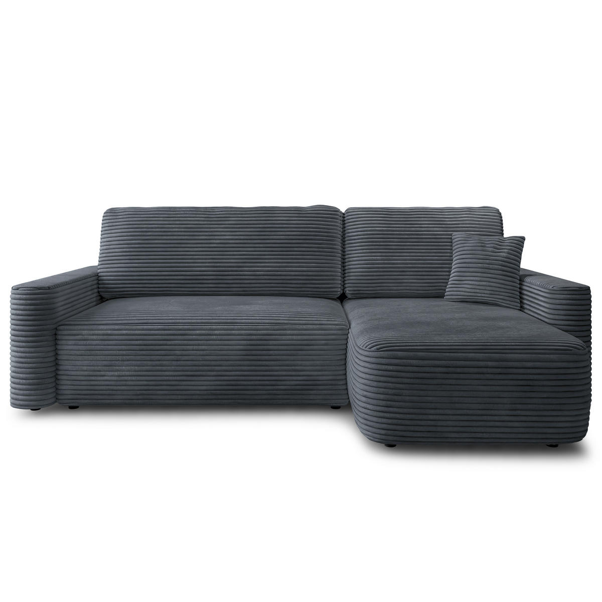 ECKSOFA NERI T Grau Kordstoff mit Schlaffunktion - Grau, Holzwerkstoff/Textil (280/157cm) - MASSENO