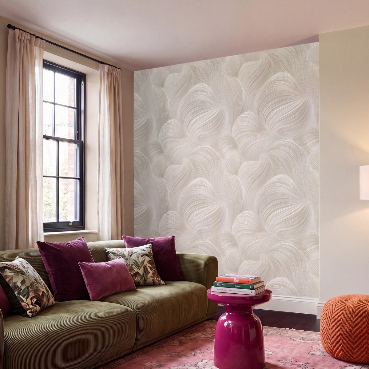 TAPETE - Lines - Ventilator - Beige - 200x200 cm - Creme, Papier (200/200cm) - OnlyWow