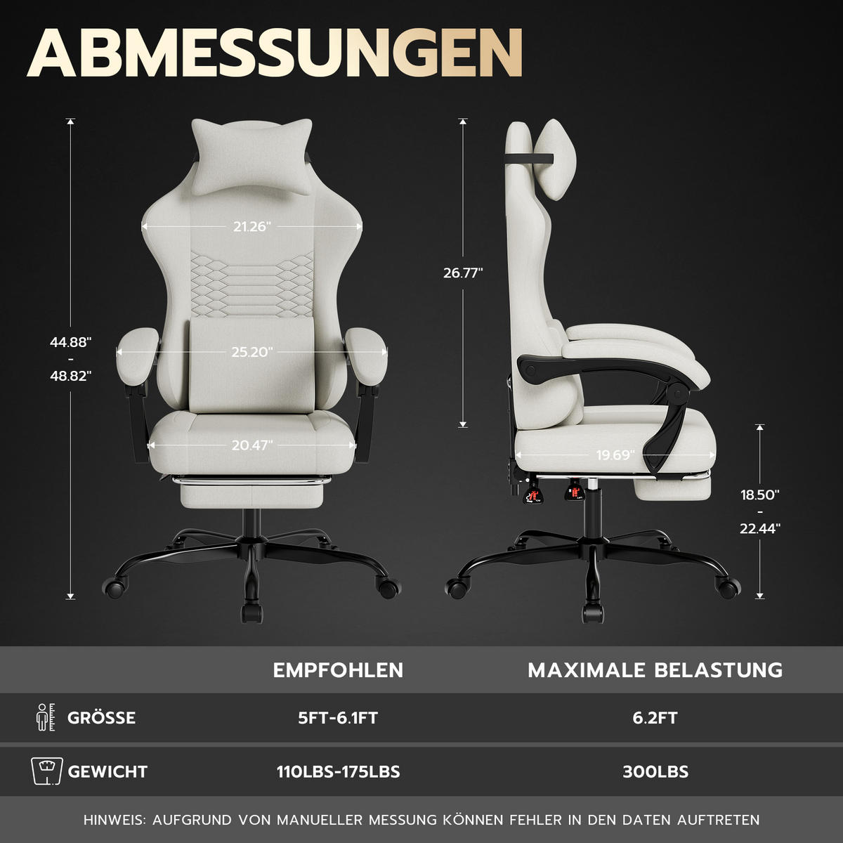 GAMINGSTUHL Weiß 58,5/63/120,5 cm - Weiß, Metall (58.5/120.5/63cm) - PANGIVO