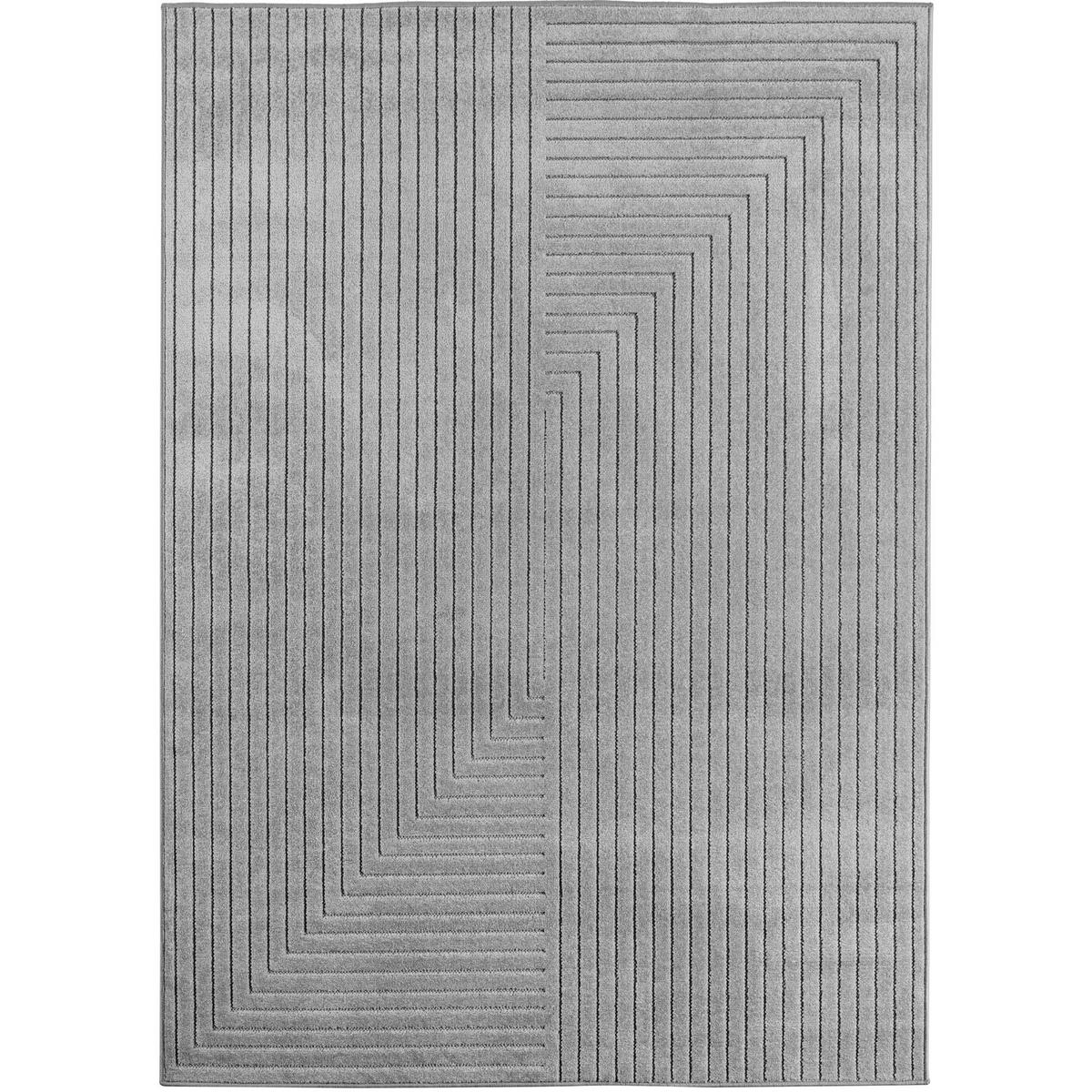 TEPPICH In-/Outdoor Kurzflor Skandinavisch Muster Polypropylen Terrasse Silber Läufer 80x150 - Silberfarben, Textil (80/150cm) - KADIMA DESIGN