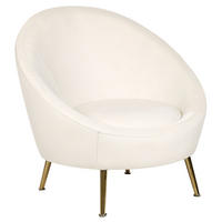 SESSEL Samtstoff cremeweiß Langa - Goldfarben/Weiß, Textil (80/81/76cm) - Beliani