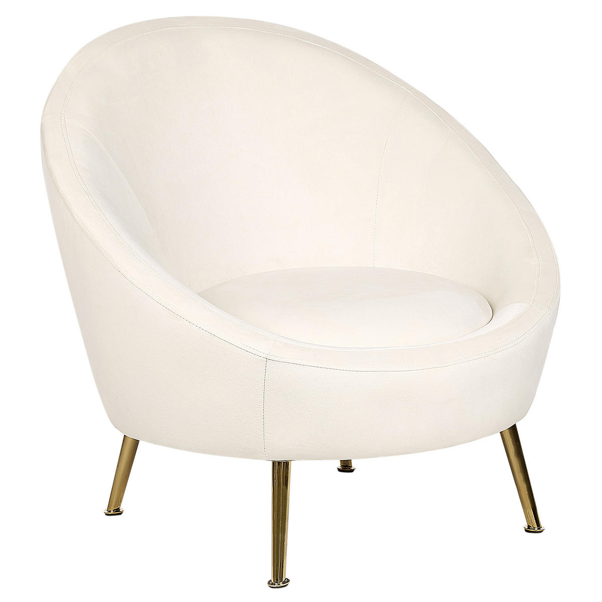 SESSEL Samtstoff cremeweiß Langa - Goldfarben/Weiß, Textil (80/81/76cm) - Beliani