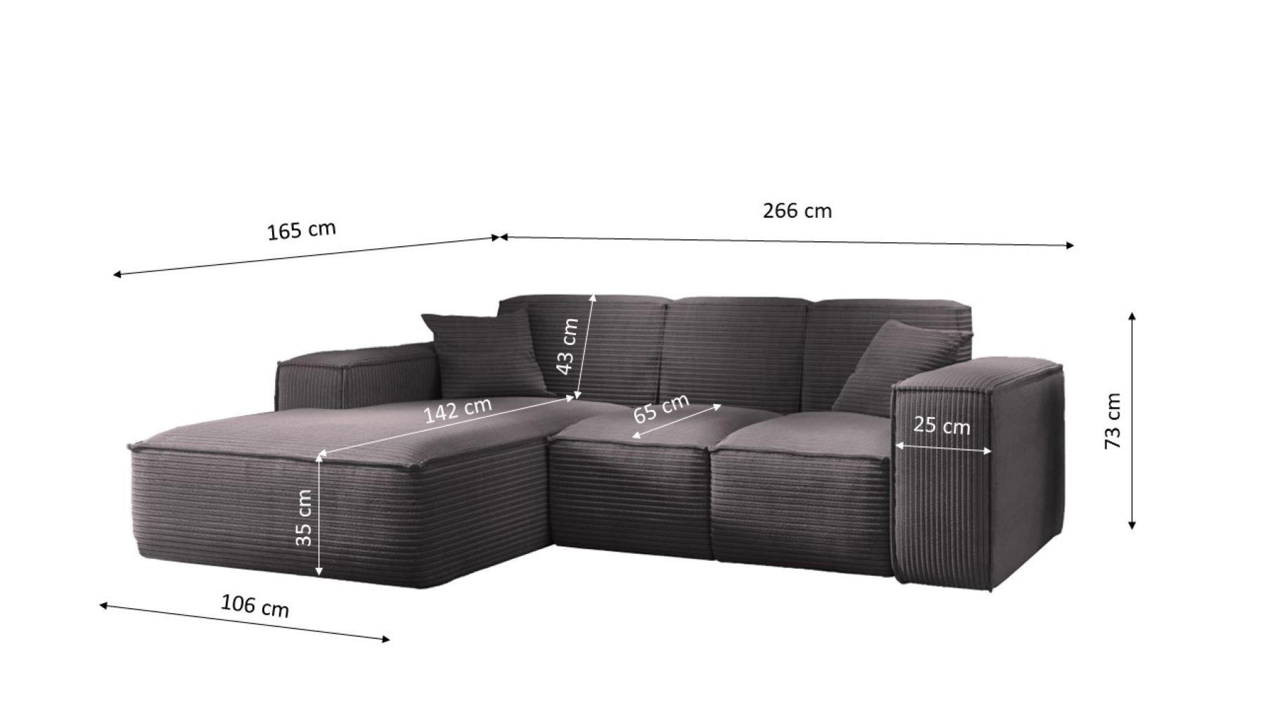 Thumbnail - Kaiser Möbel Ecksofa, Dunkelgrau, Textil, L-Form,L-Form, 266x165 cm, Wohnzimmer, Sofas & Couches, Wohnlandschaften, Ecks...