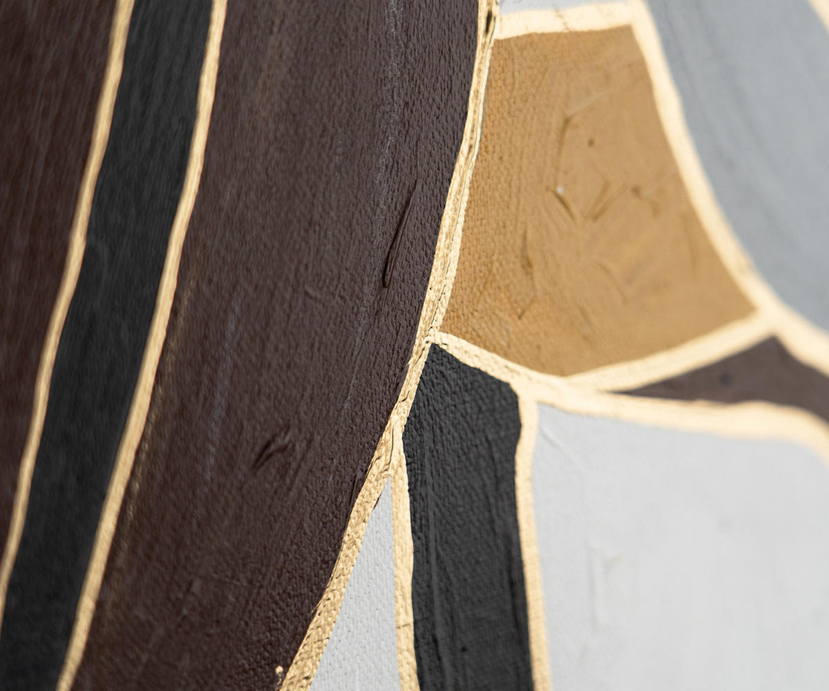GEMÄLDE Goldene Komposition Schattenfugenrahmen Schwarz 140x100 cm - Schwarz, Holz (140/100cm) - YS-art gallery