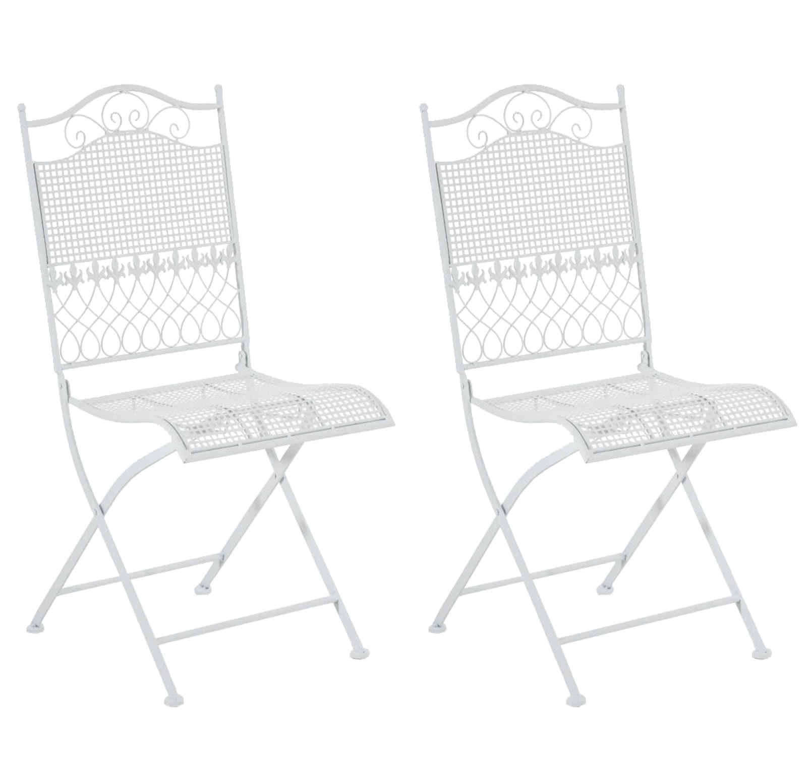 GARTENKLAPPSTUHL 2er Set Metall Weiß - Weiß, Metall (41/91/50cm) - CLP