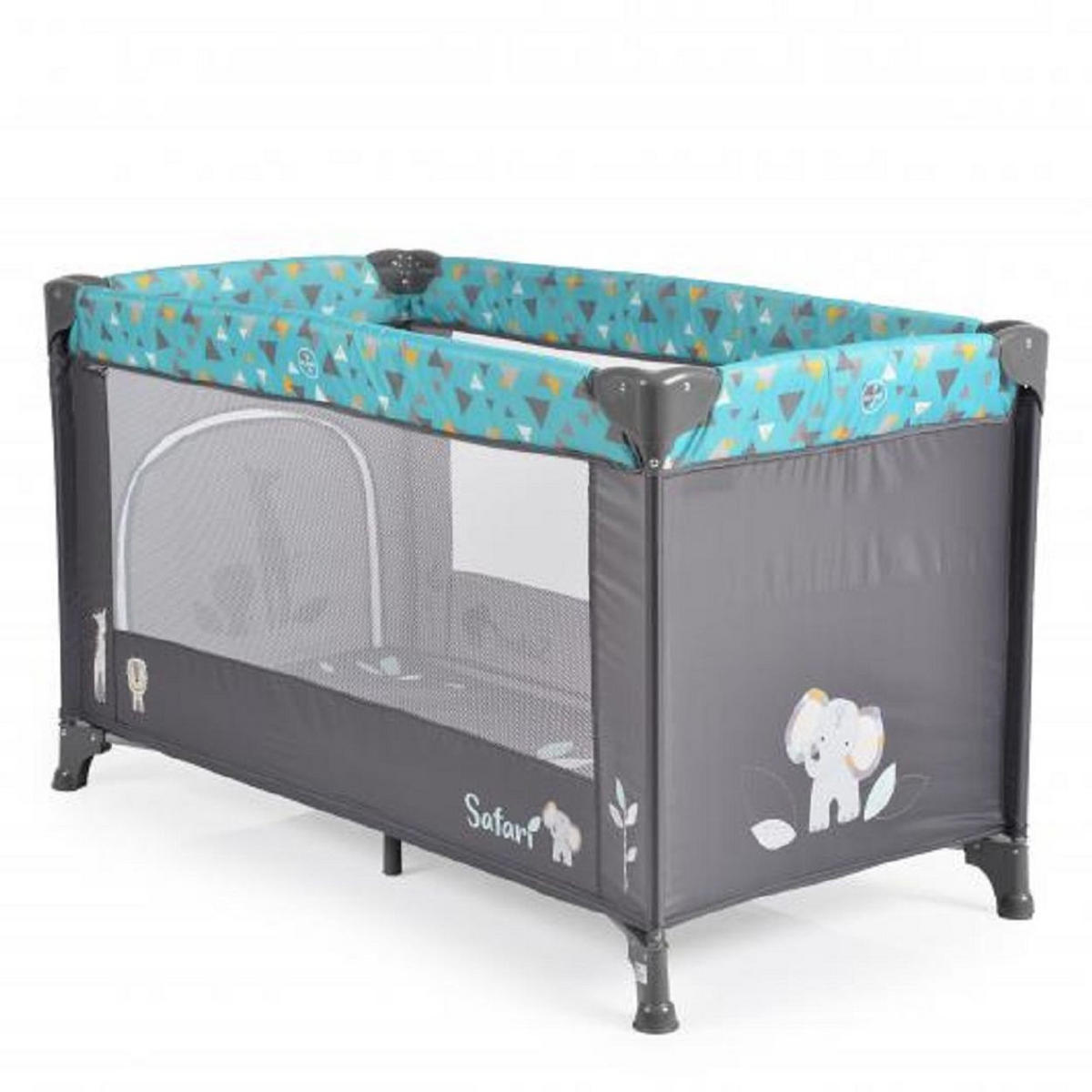 REISEBETT Safari grau türkis Matratze Sichtfenster Seiteneingang Tragetasche - Grau, Kunststoff (60/120cm) - Moni