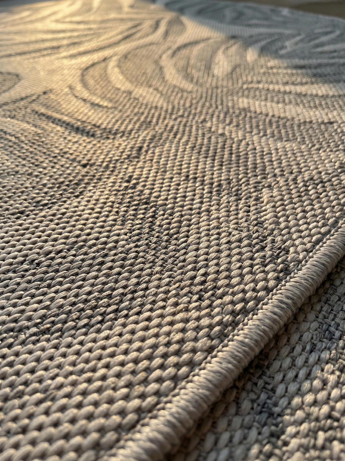 TEPPICH Outdoor VENTOUX in Grau, mit Tropen-Motiv, Ø 80 cm - Grau, Textil (80/80cm) - KADIMA DESIGN