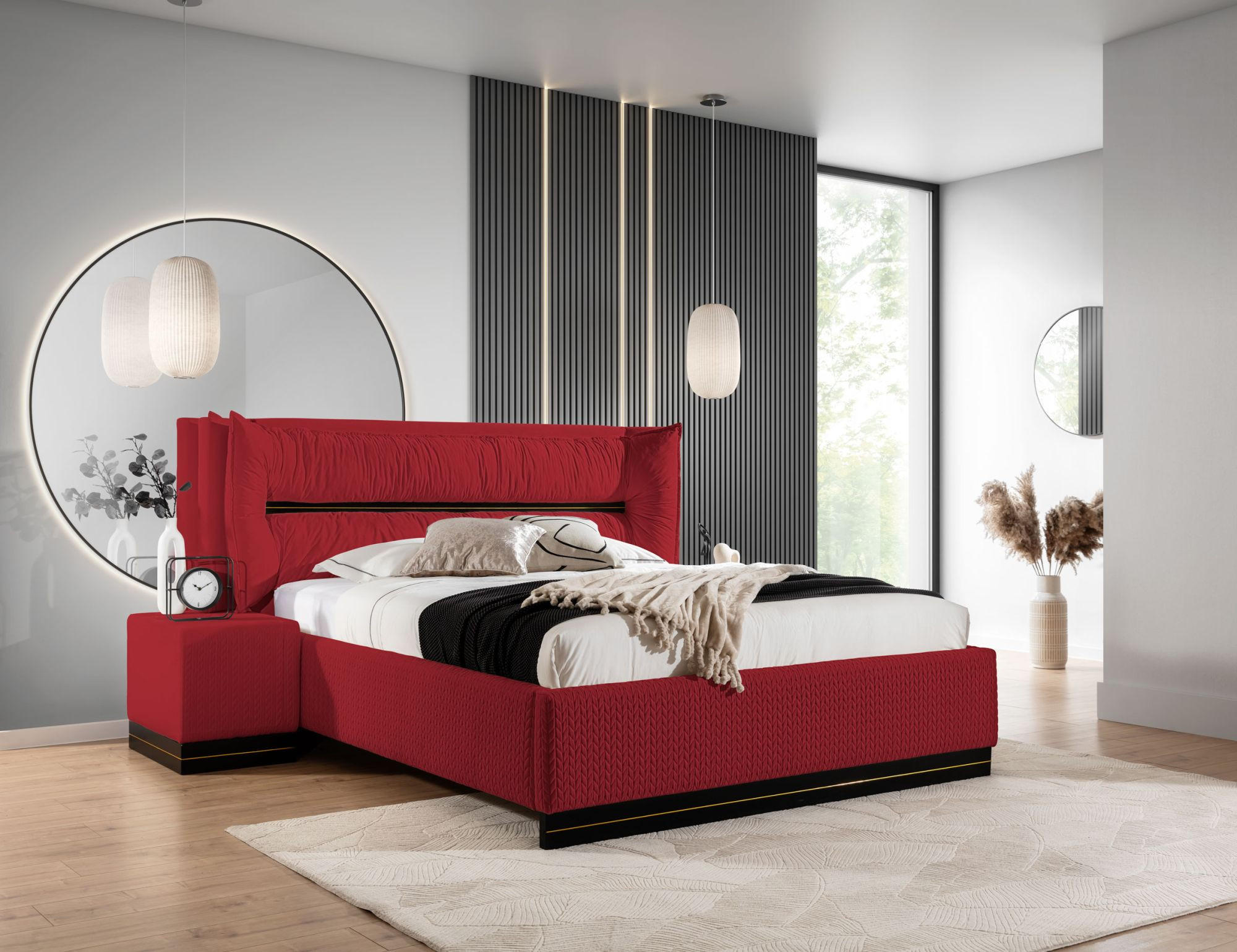 Thumbnail - Fun Möbel Polsterbett, Rot, Textil, 120x200 cm, Schlafzimmer, Betten, Polsterbetten