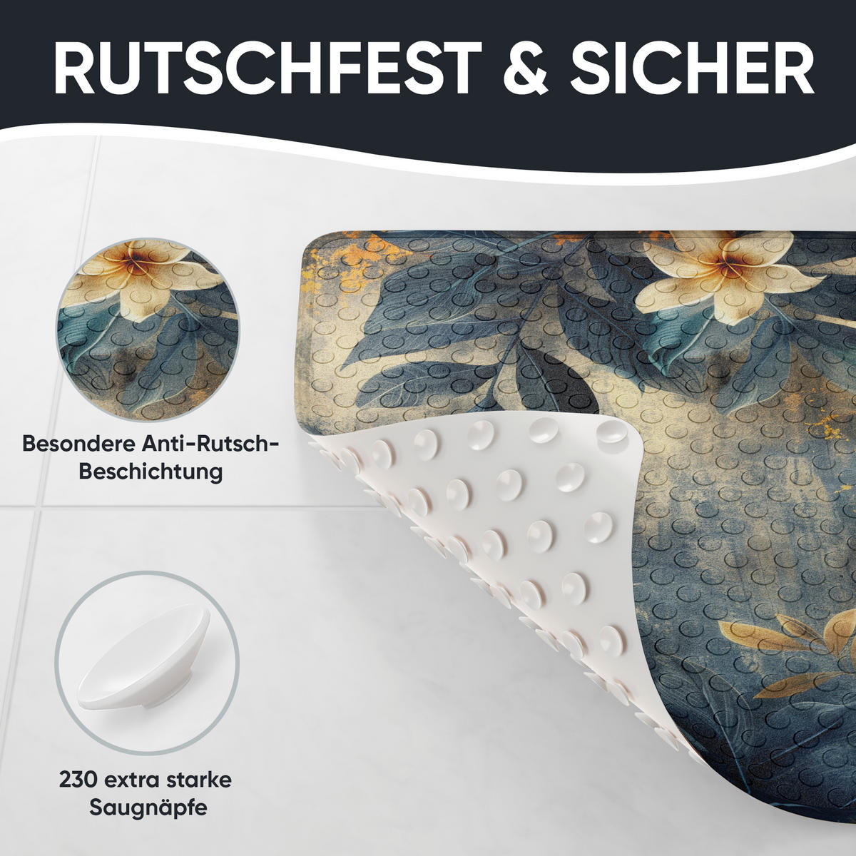 BADEMATTE Lilybud - Grün, Kunststoff (53/53cm) - Sanilo