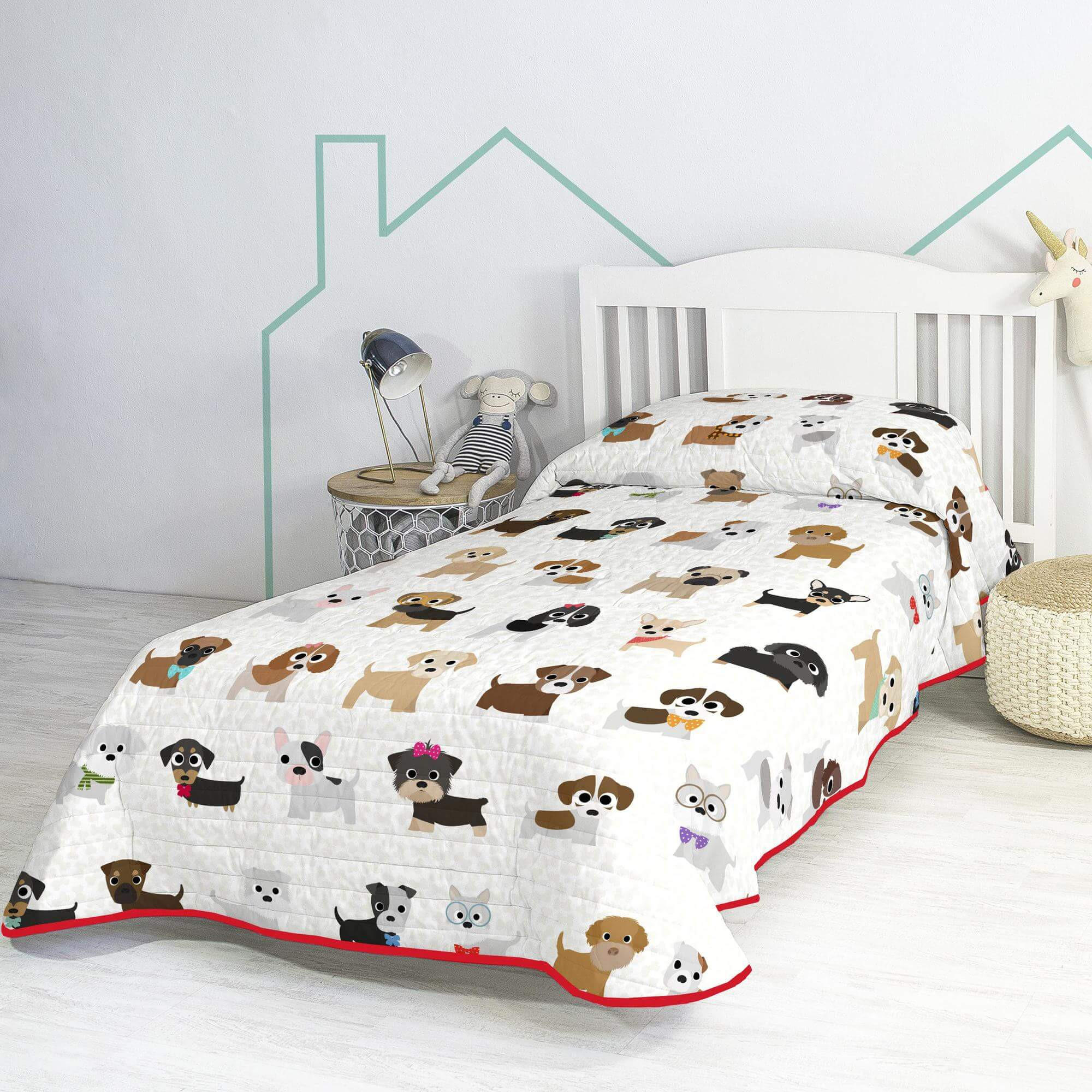 TAGESDECKE dogs 180x260 cm (bett 80/90/105) mehrfarbig - Multicolor, Textil (180/260cm) - Happy Friday