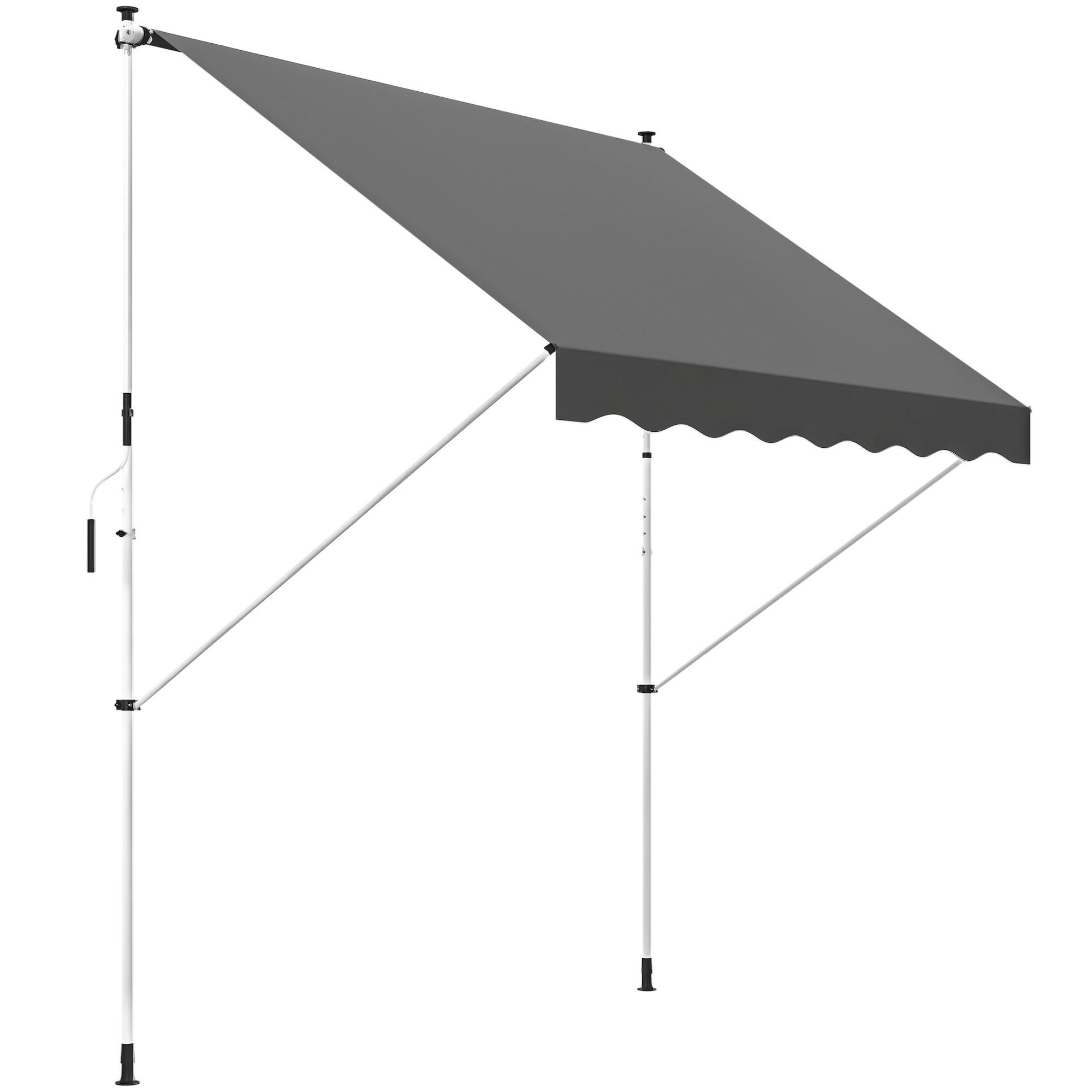 KLEMMMARKISE mit Handkurbel, höhenverstellbare Gelenkarmmarkise, 150 cm breit, witterungsbeständig, Grau - Grau, Metall (300/280/150cm)