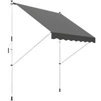 KLEMMMARKISE mit Handkurbel, höhenverstellbare Gelenkarmmarkise, 150 cm breit, witterungsbeständig, Grau - Grau, Metall (300/280/150cm)