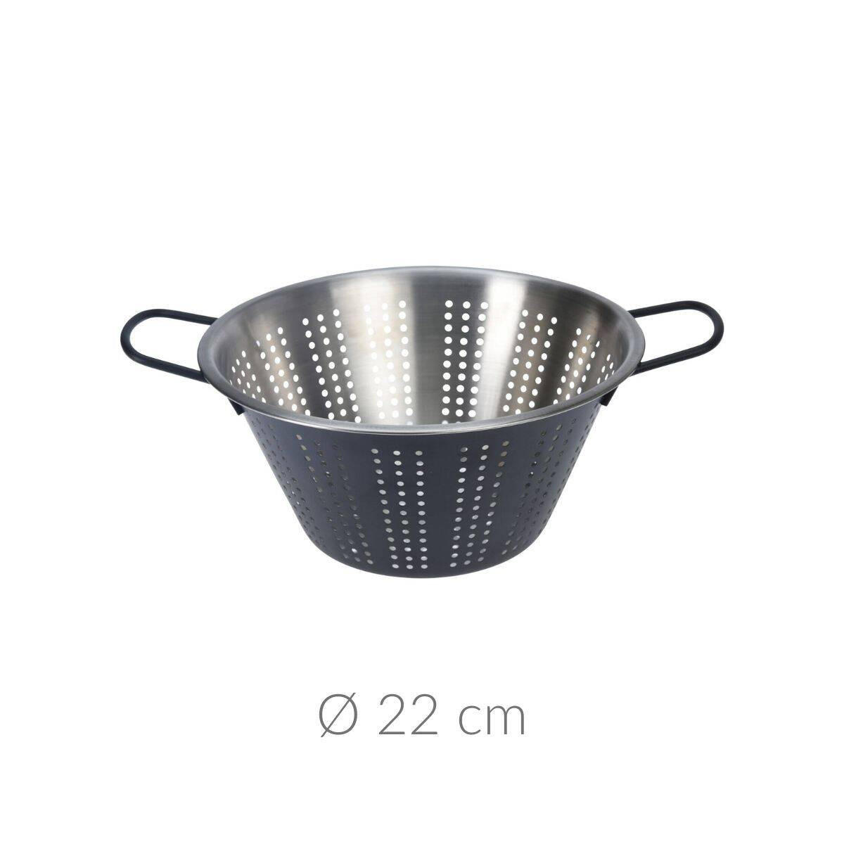 METALLSIEB Edelstahl 22 cm - Anthrazit, Metall (22cm)
