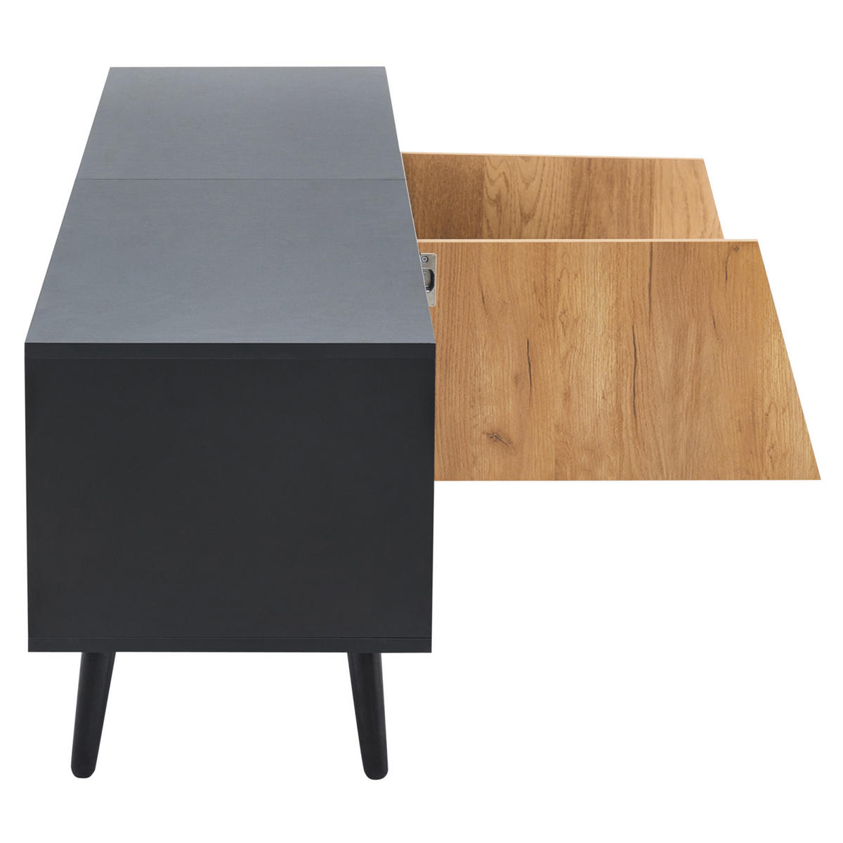 TV-LOWBOARD mit 1 Schublade und 2 Türen, Moderne minimalistische, Stützbeinen aus Massivholz, 180 x 40 x 46 cm - Multicolor, Holz/Metall (40/46/180cm) - GENKI LIVING