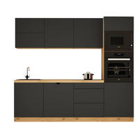 KÜCHENZEILE 240 cm - Langen KL26-M240 - in Grau/Matt - Grau, Holz (240/212/58cm)