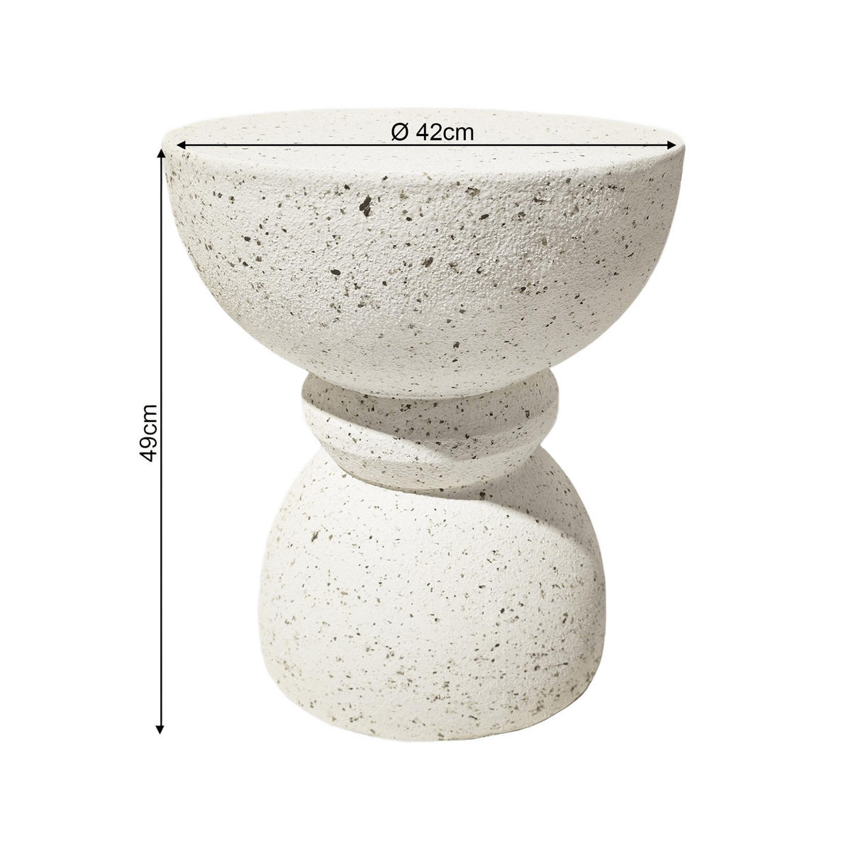 BEISTELLTISCH Schwarz Weiß 35/35/42,5 cm - Weiß, Stein (36/36/42.5cm) - Mobili Rebecca