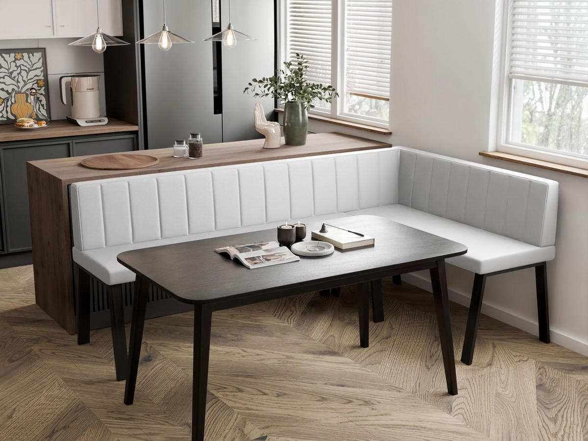 ECKBANK rechts MONO Y Kunstleder gesteppt, 142/196 cm Weiß - Weiß, Kunststoff/Textil (142/196cm) - Idohome