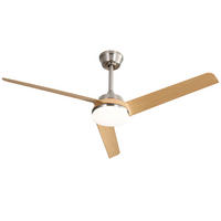 DECKENLEUCHTE mit Ventilator 132CM, 22W LED, 3 ABS-Flügel und Fernbedienung - Nickelfarben, Kunststoff (132/132/36.5cm) - Kaket