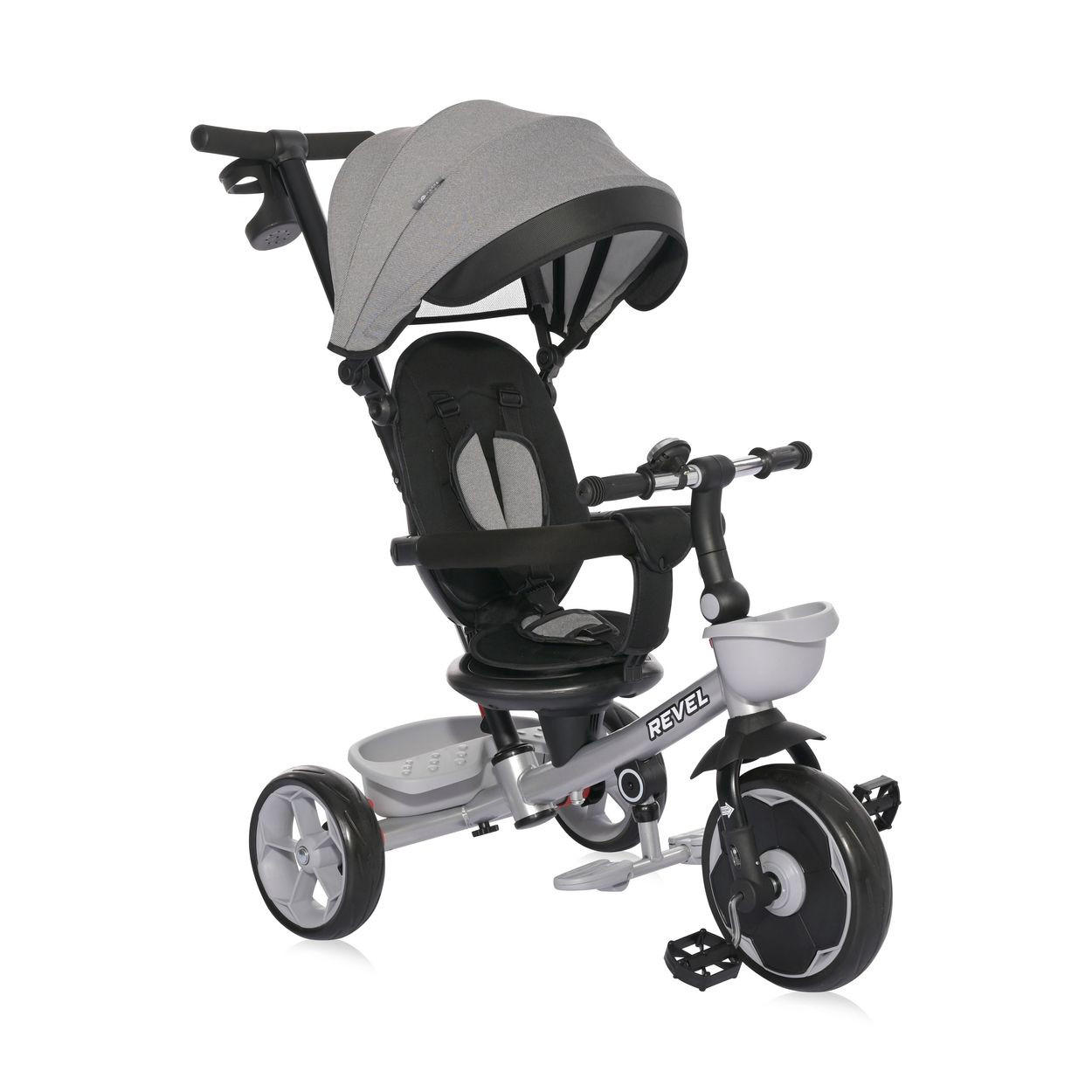 DREIRAD Revel 3 in 1 grau Freilauf Lenkstange Becherhalter Korb - Grau, Metall (55/54/78cm) - Lorelli