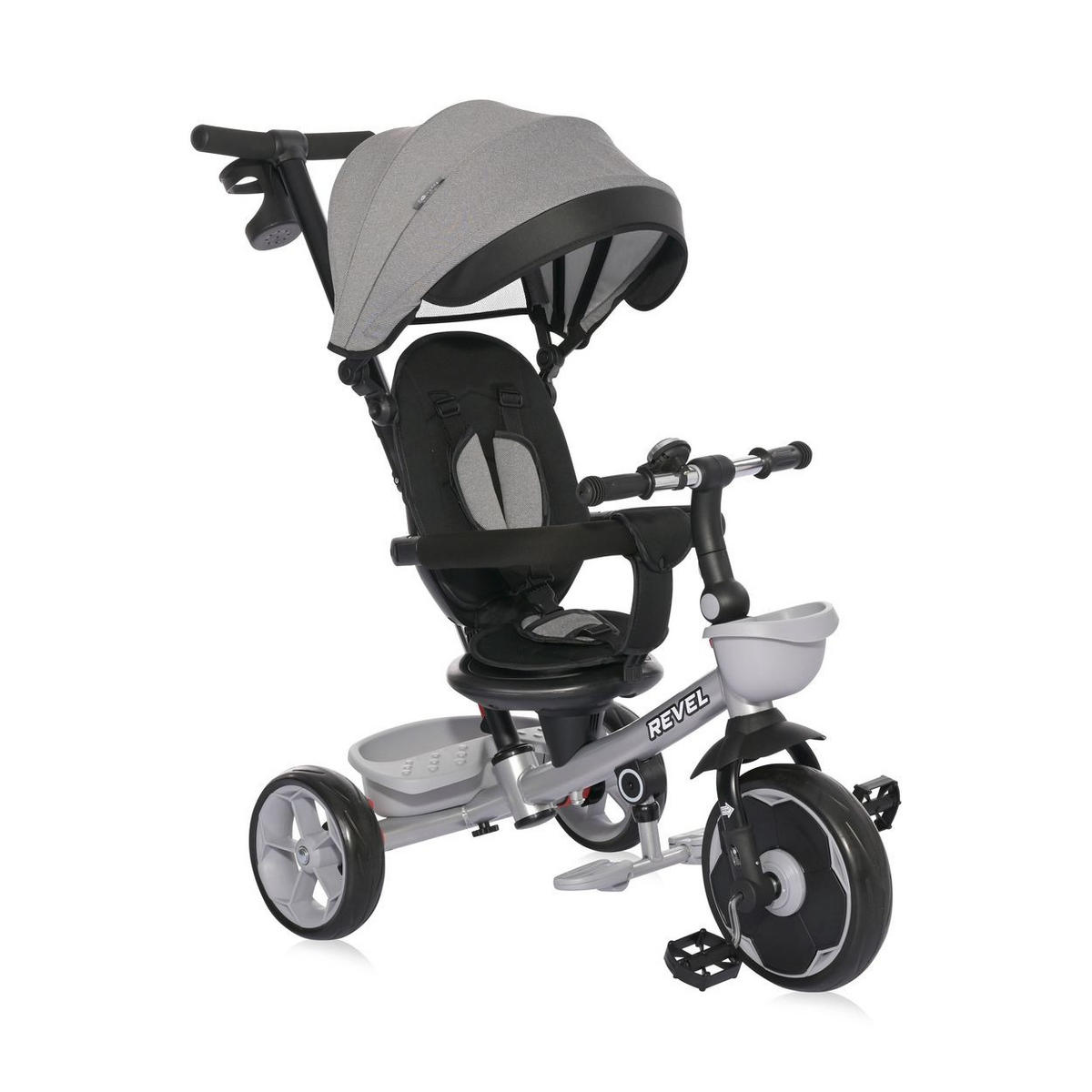 DREIRAD Revel 3 in 1 grau Freilauf Lenkstange Becherhalter Korb - Grau, Metall (55/54/78cm) - Lorelli