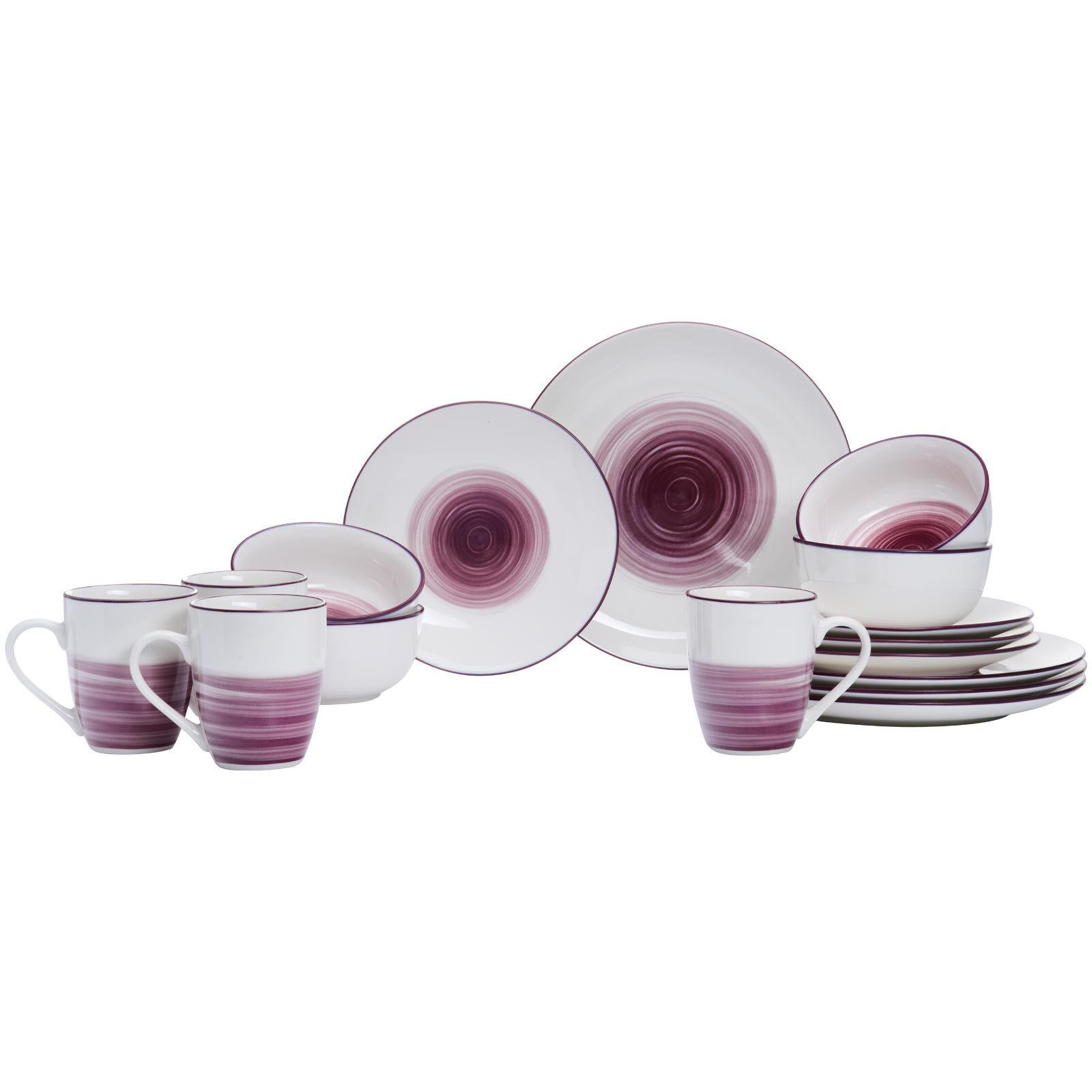 KOMBI SET Luna Bordeaux 16er Set - Bordeaux, Keramik (1/1/1cm) - Ritzenhoff Breker