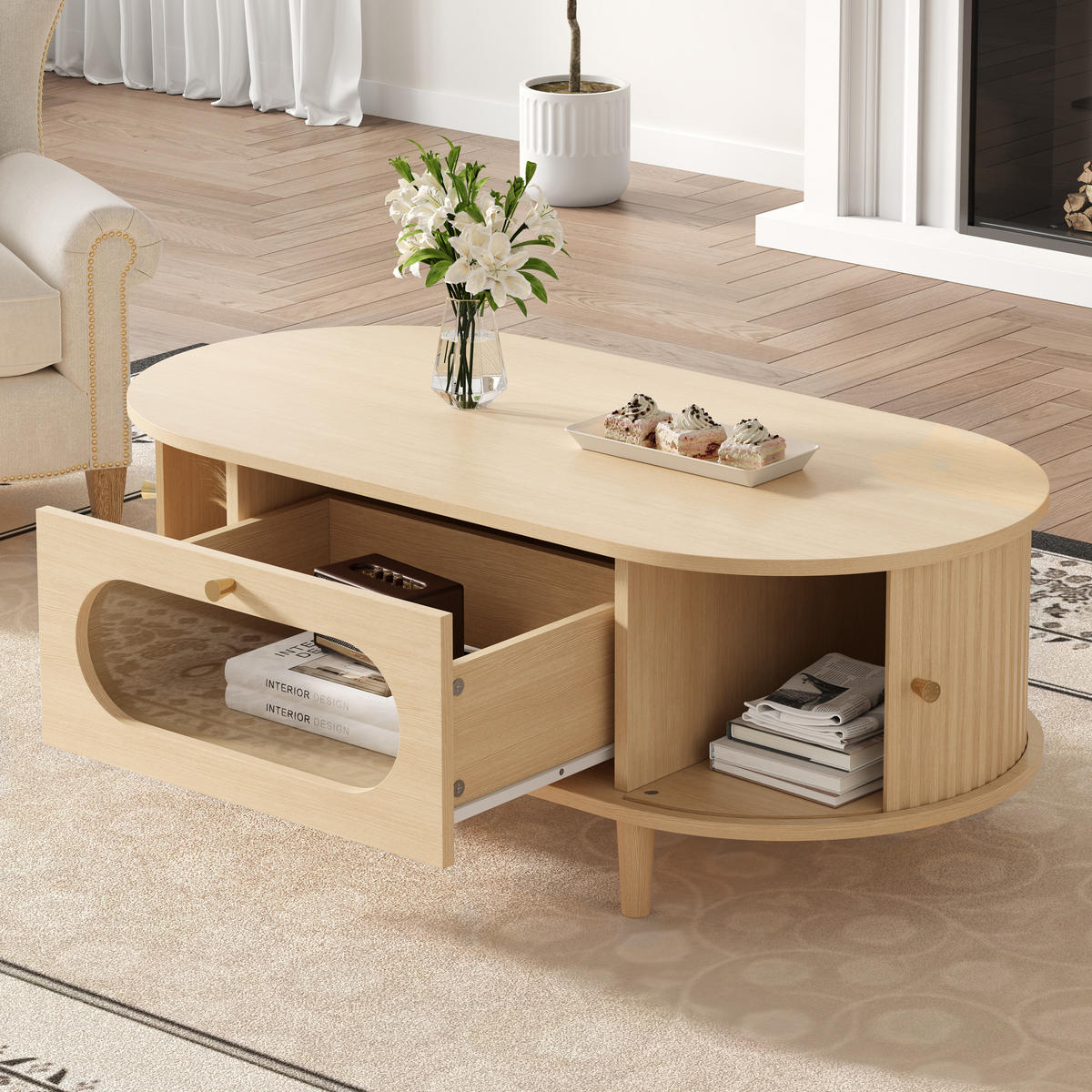 COUCHTISCH Holzfarbe - Naturfarben, Holzwerkstoff (100/50/36cm)