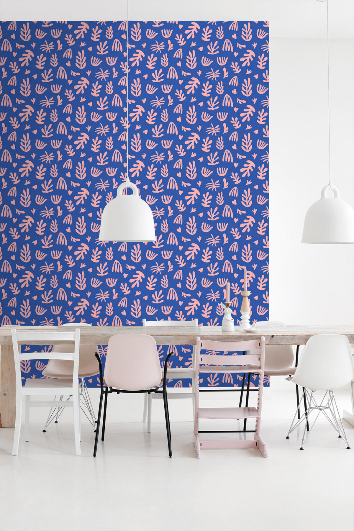 TAPETE Pflanzen im Matisse-Stil 50 x 900 cm - Blau, Papier (50/900cm) - ESTAhome