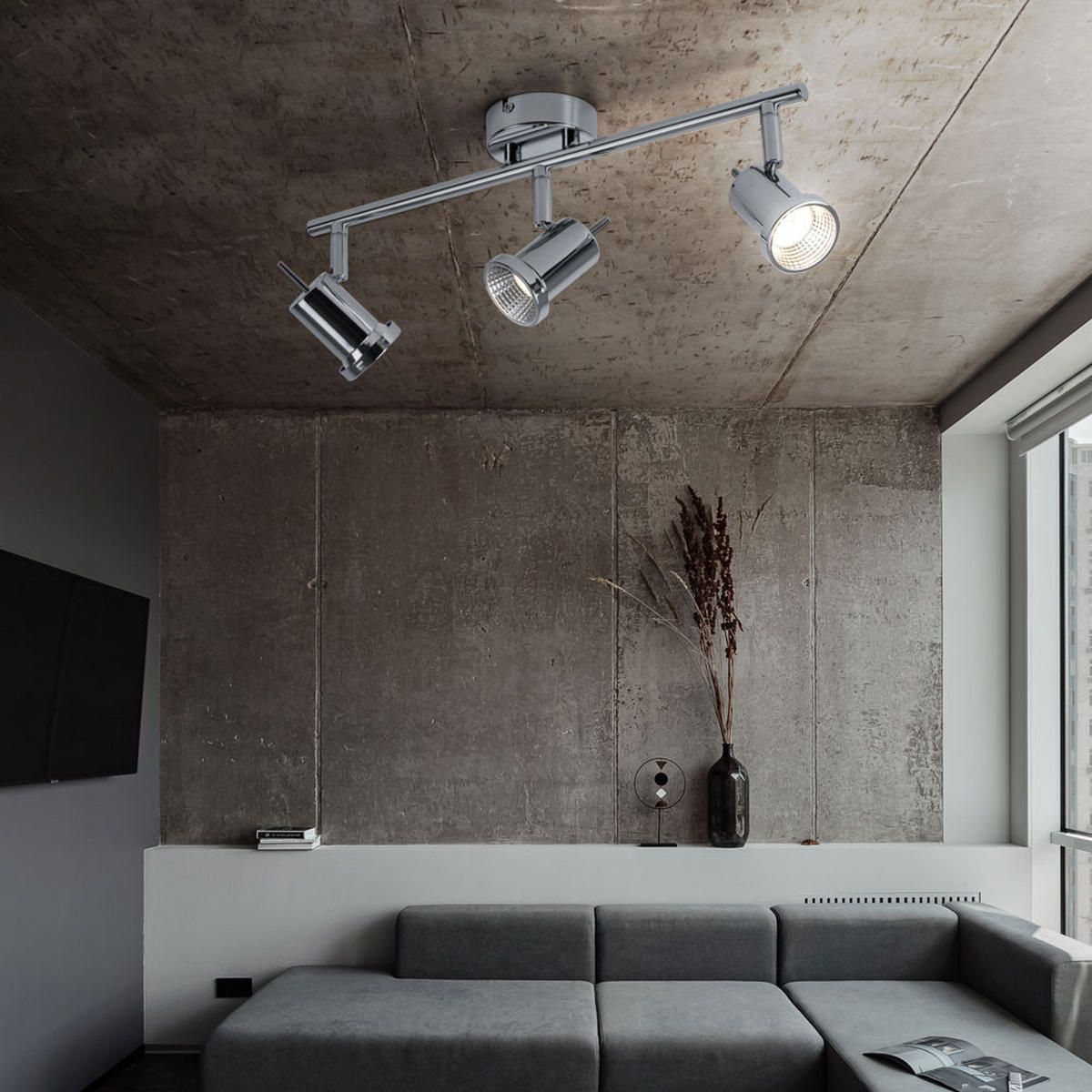 LED DECKENLEUCHTE HOORN Chrom Silber - Silberfarben, Metall (43/8/14cm)