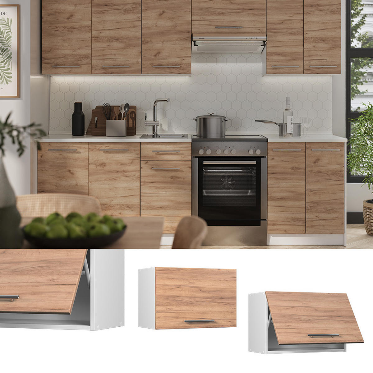 HÄNGESCHRANK Fame-Line, Goldkraft Eiche/Weiß, 60 cm, AP Eiche - Honigeiche/Weiß, Holzwerkstoff (60/40/34.1cm) - Vicco