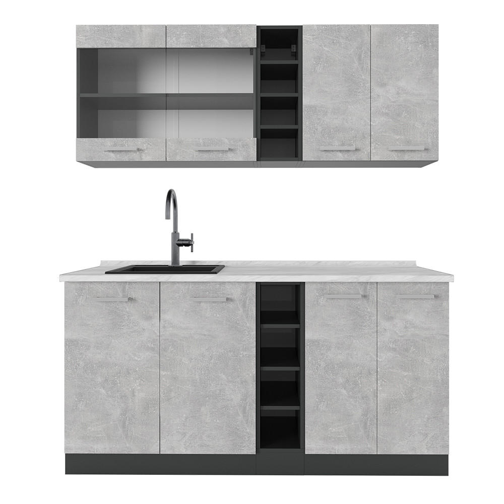 Vicco JEDNOTKOVÁ KUCHYNĚ R-Line Beton/antracit 160 cm , PD Mramor
