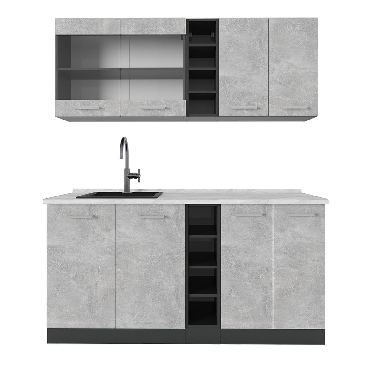 JEDNOTKOVÁ KUCHYNĚ R-Line Beton/antracit - šedá/antracitová, kompozitní dřevo (160/81.6/60cm) - Vicco