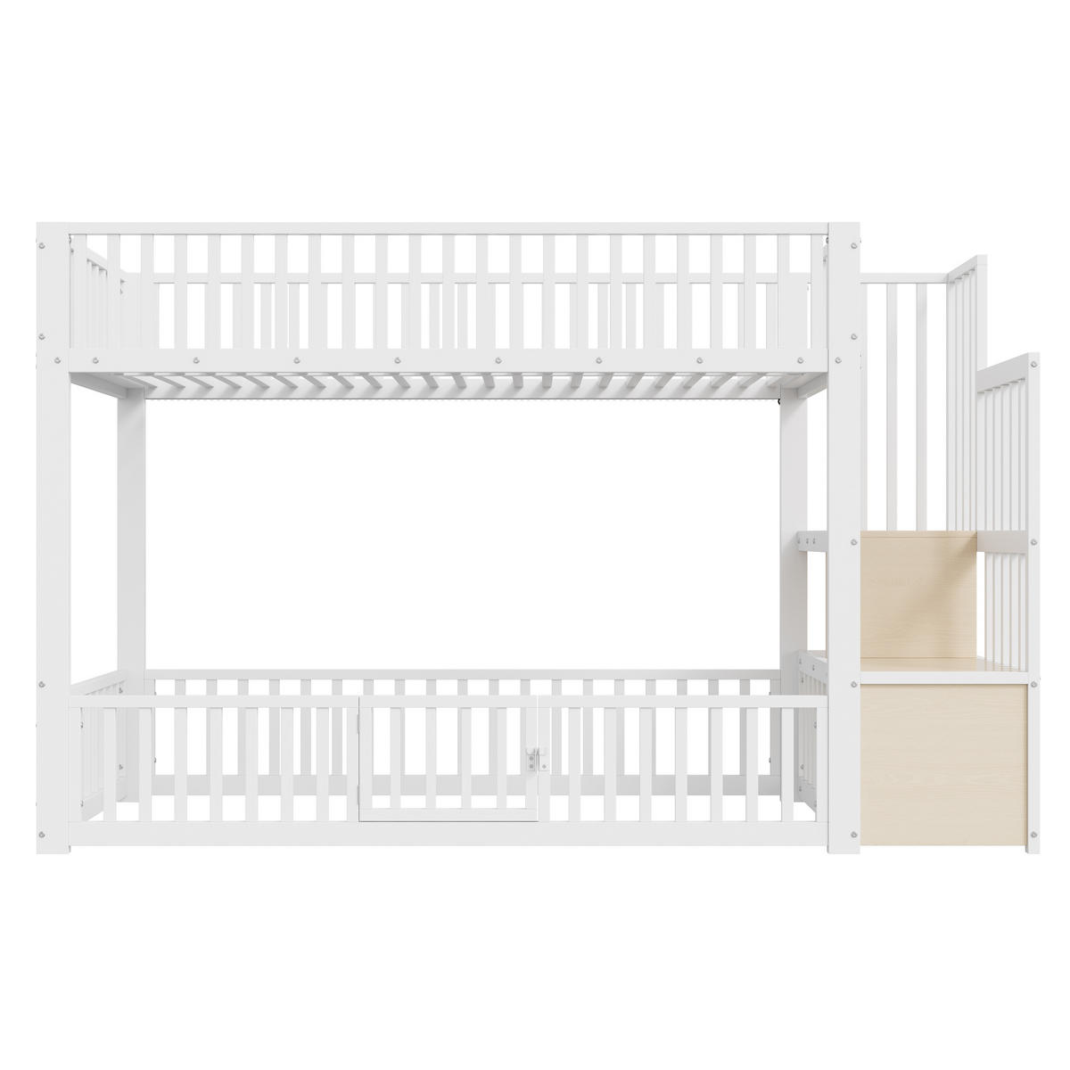 ETAGENBETT 90/200 cm Weiß mit Stauraumleiter und LED - Weiß, Metall (90/200cm) - Oxeza