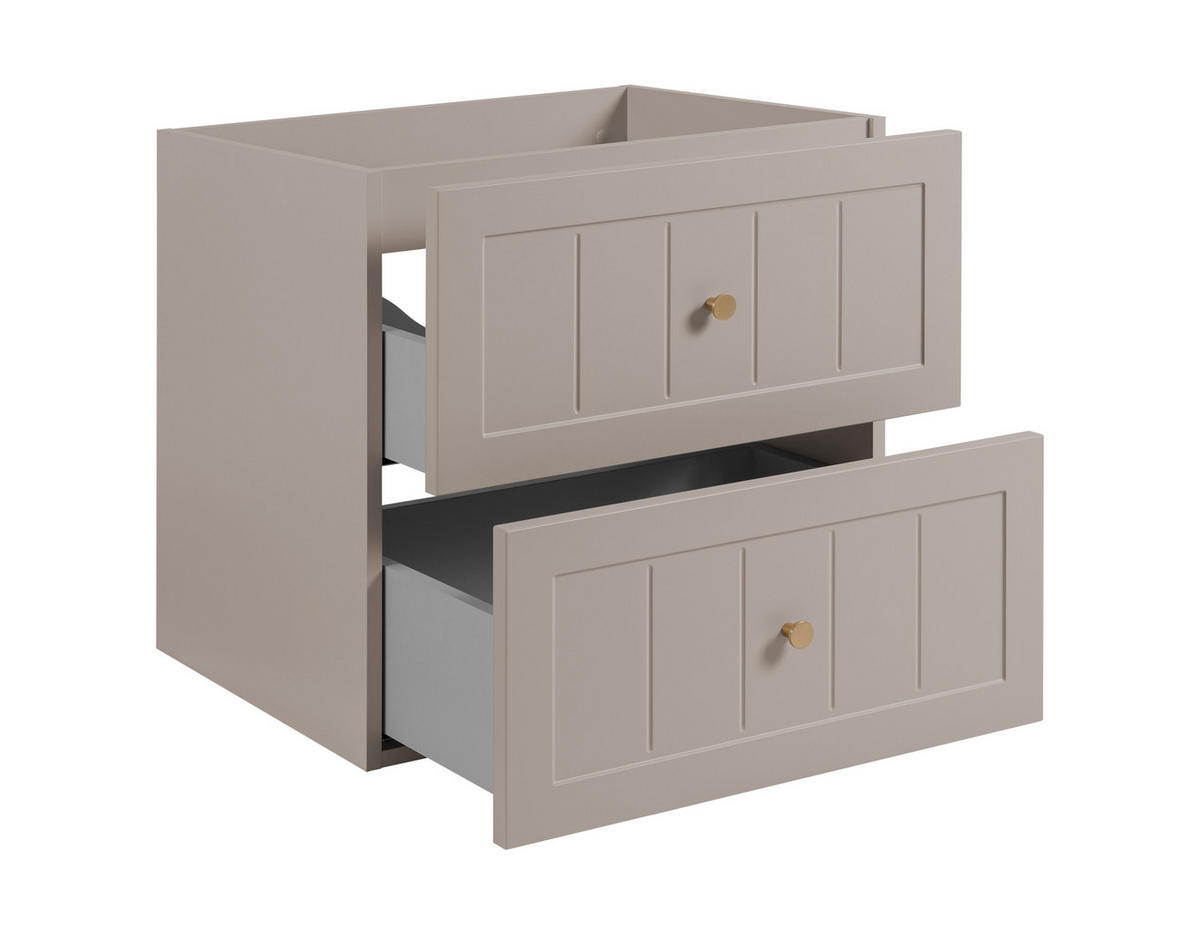 WASCHBECKENUNTERSCHRANK im klassischen Stil, Kaschmir, 60 x 57 x 46 cm - Beige/Goldfarben, Holzwerkstoff (60/57/46cm) - 3XE LIVING