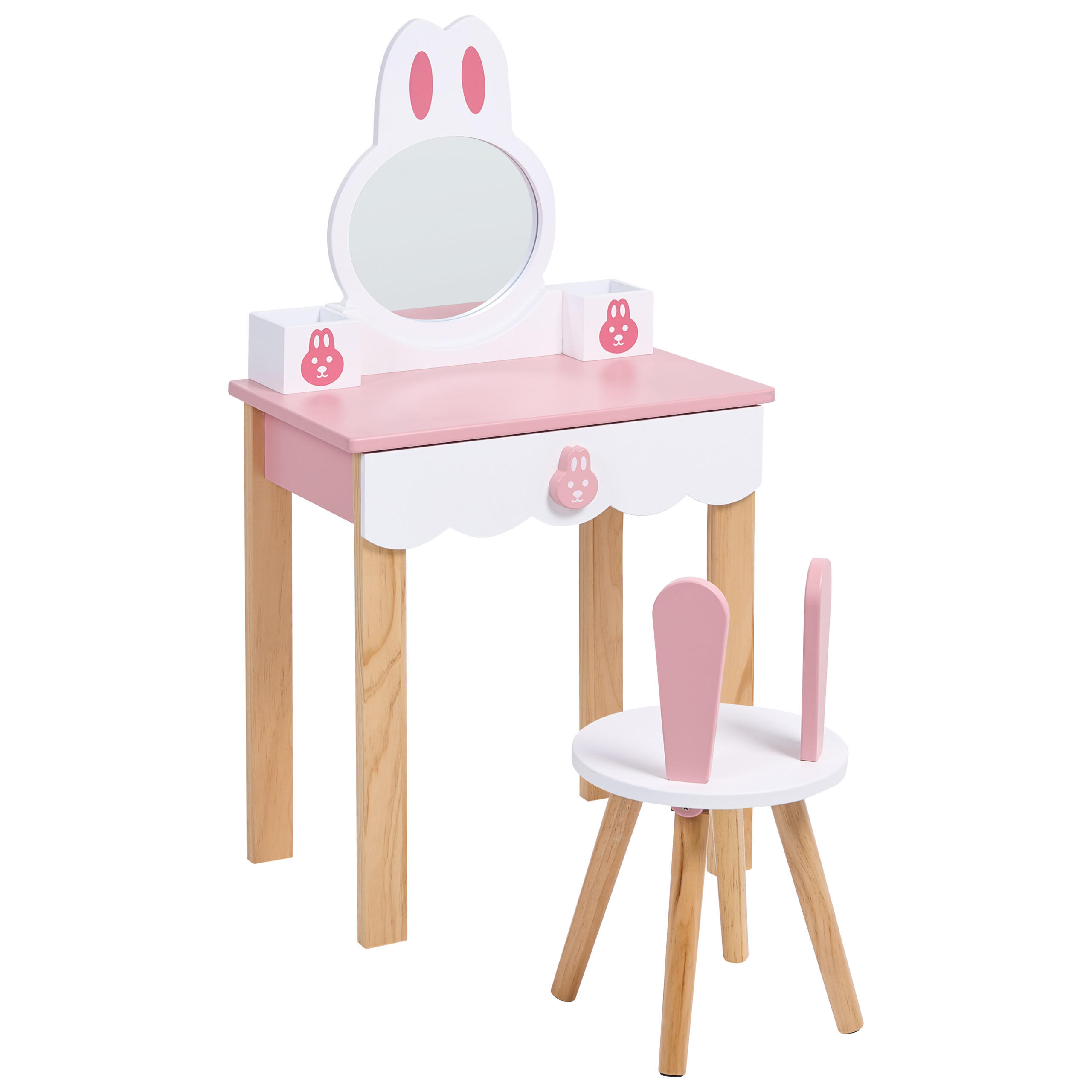Beliani Kinderschminktisch Pink, Weiß 50x91x30 cm
