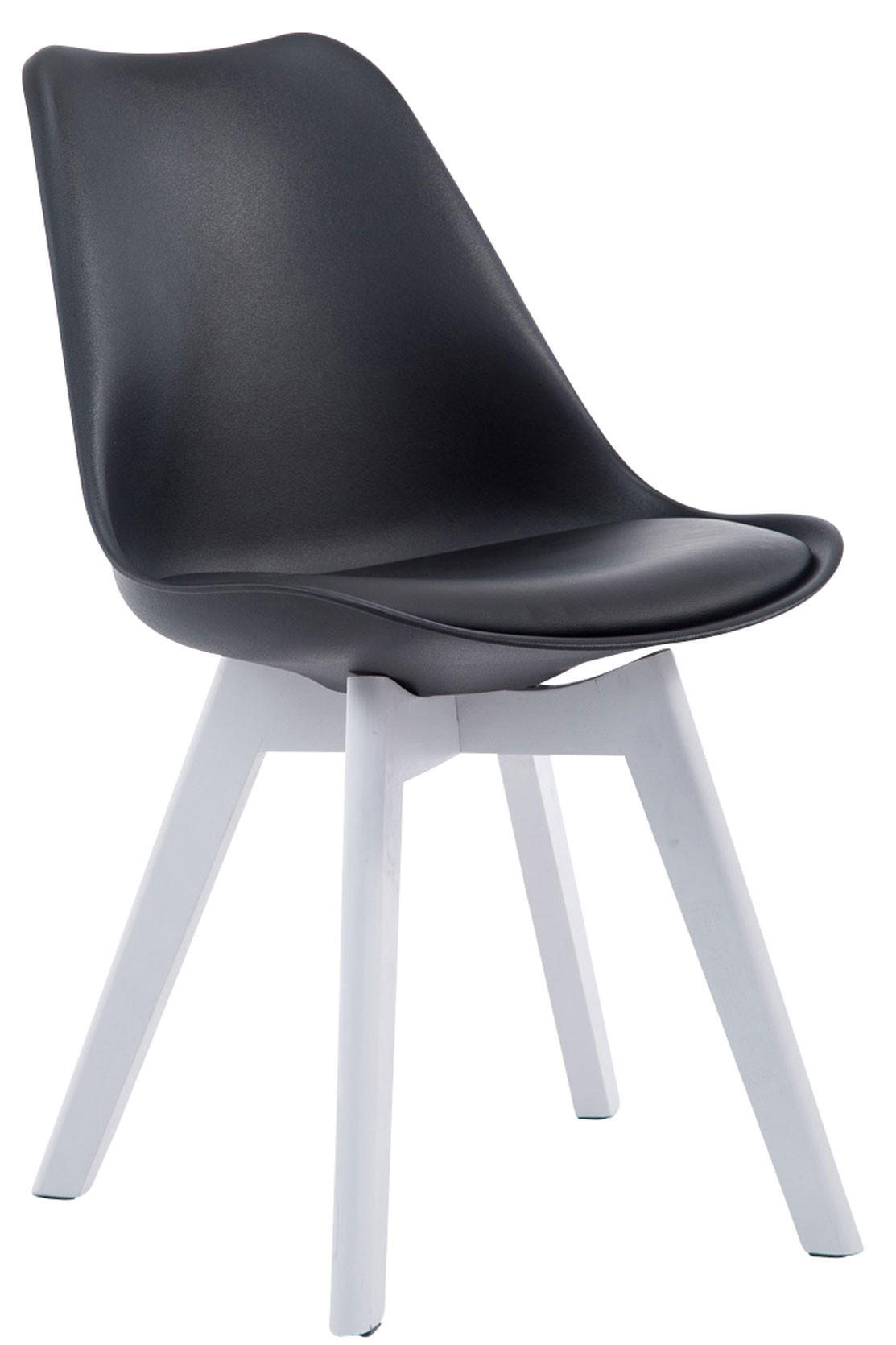 STUHL Lederlook schwarz - Schwarz/Weiß, Holz/Textil (48/84/41.5cm) - CLP