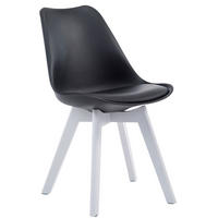 STUHL Lederlook schwarz - Schwarz/Weiß, Holz/Textil (48/84/41.5cm) - CLP