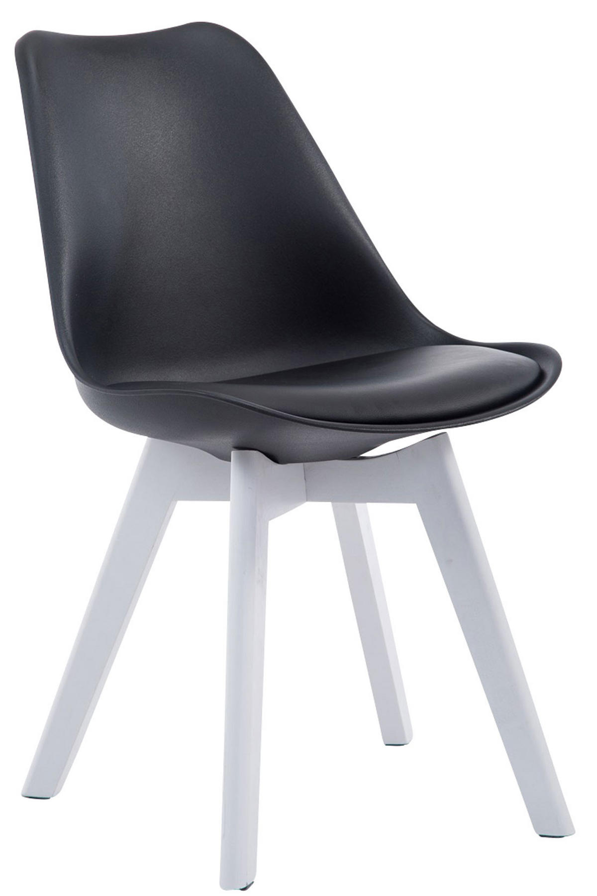 STUHL Lederlook schwarz - Schwarz/Weiß, Holz/Textil (48/84/41.5cm) - CLP