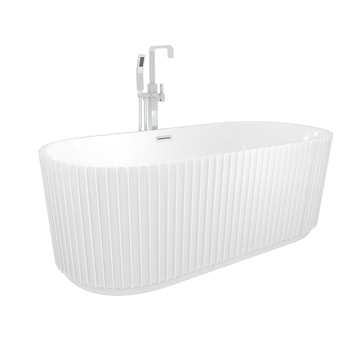 FREISTEHENDE Badewanne Wanne F08 170x80cm mit Armatur AF05 - Weiß, Glas/Kunststoff (80/58/170cm) - AcquaVapore by Sandra Jentho