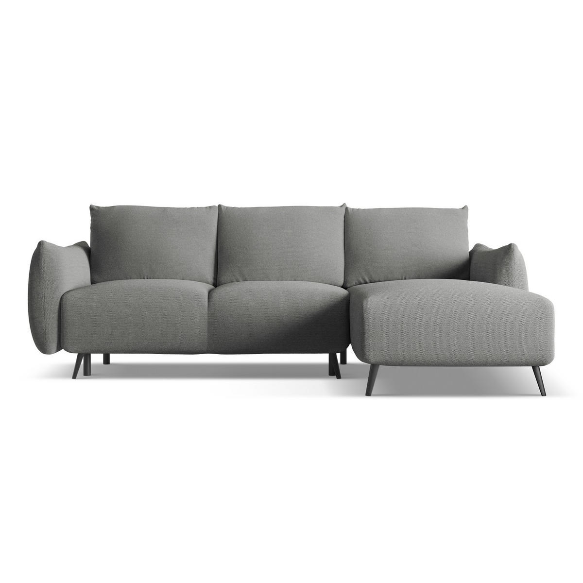 ECKSOFA mit Schlaffunktion Chenille Stoff Grau - Schieferfarben/Schwarz, Textil/Metall (242/162cm) - LaMiaSofa