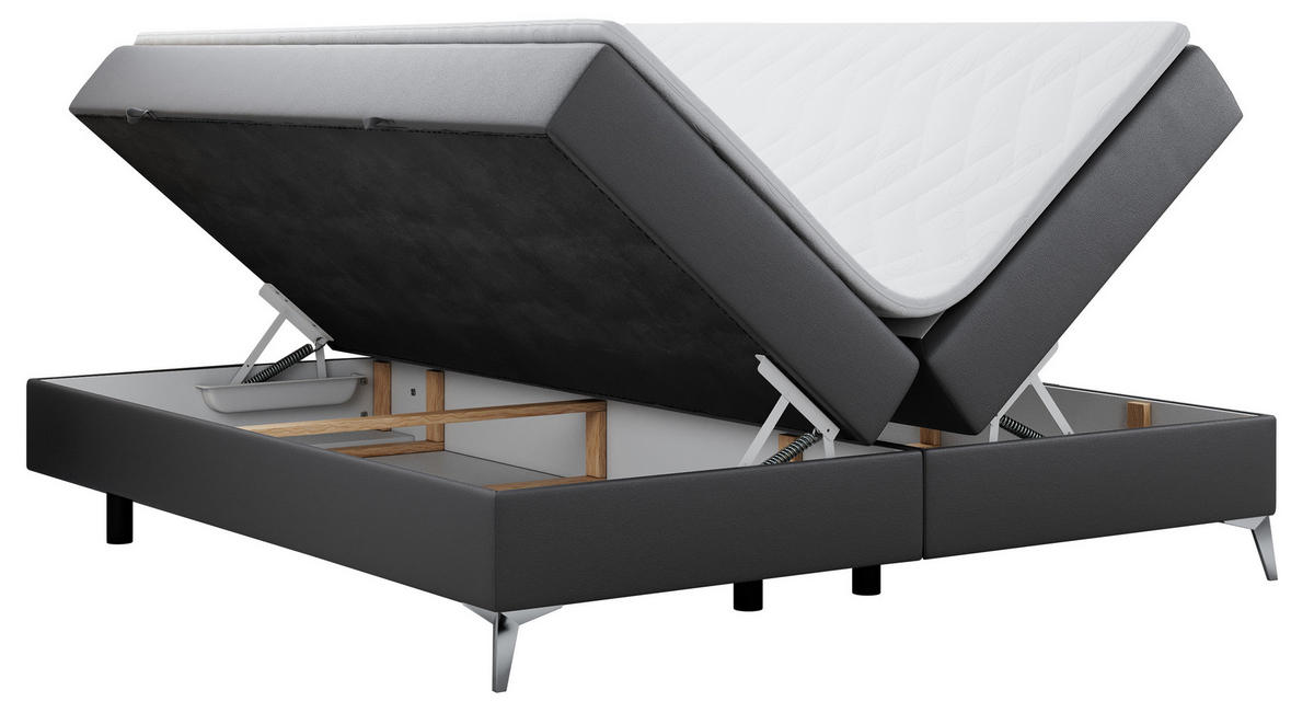 BOXBETT LESS 160/200 Dunkelgrau Kunstleder - H4 - Dunkelgrau, Holz/Textil (160/200cm) - MKS