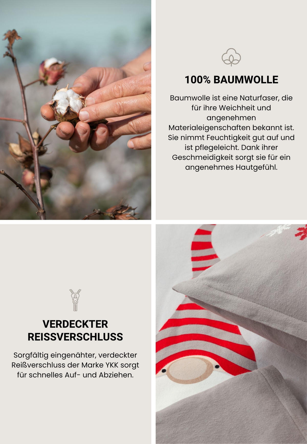 BETTWÄSCHESET Balduin - Feinbiber - 2-teilig - 135 x 200 cm - Grau - Grau, Textil (135/200cm) - SCHIESSER