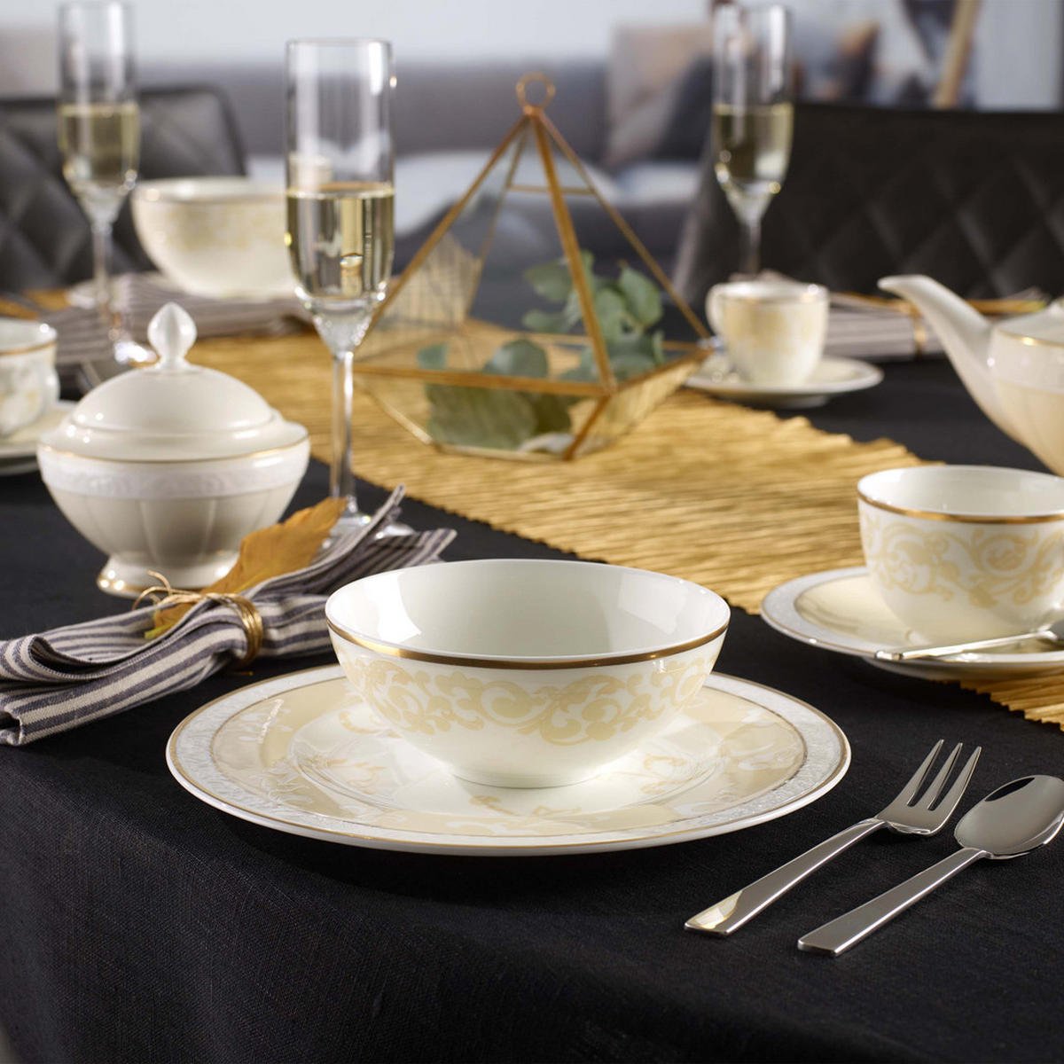 DESSERTSCHALEN Ivoire weiß-gold ø 13 cm 6er Set - Goldfarben/Weiß, Keramik (13cm) - Villeroy & Boch