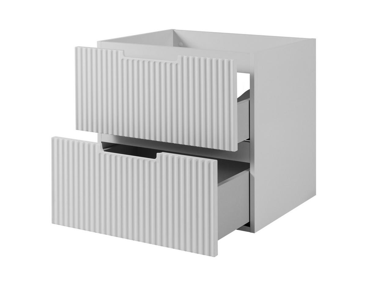 WASCHBECKUNTERSCHRANK VENA 140 cm mit Arbeitsplatte Farbe: Mattweiß mit einem Regal Gerillte Vorderseite Mattweiß - Weiß, Holzwerkstoff (140/58/46cm) - Rodan