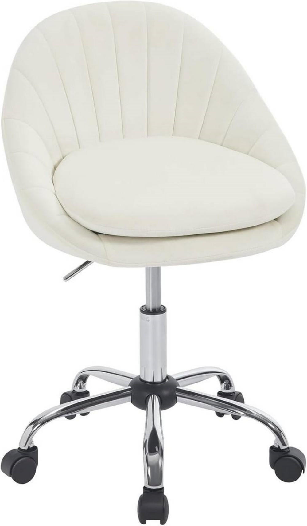 DREHSTUHL ergonomisch, Schminkstuhl, Samt, Cremeweiß - Creme/Schwarz, Textil/Metall (52/72/48cm) - Woltu