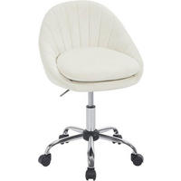 DREHSTUHL ergonomisch, Schminkstuhl, Samt, Cremeweiß - Creme/Schwarz, Textil/Metall (52/72/48cm) - Woltu