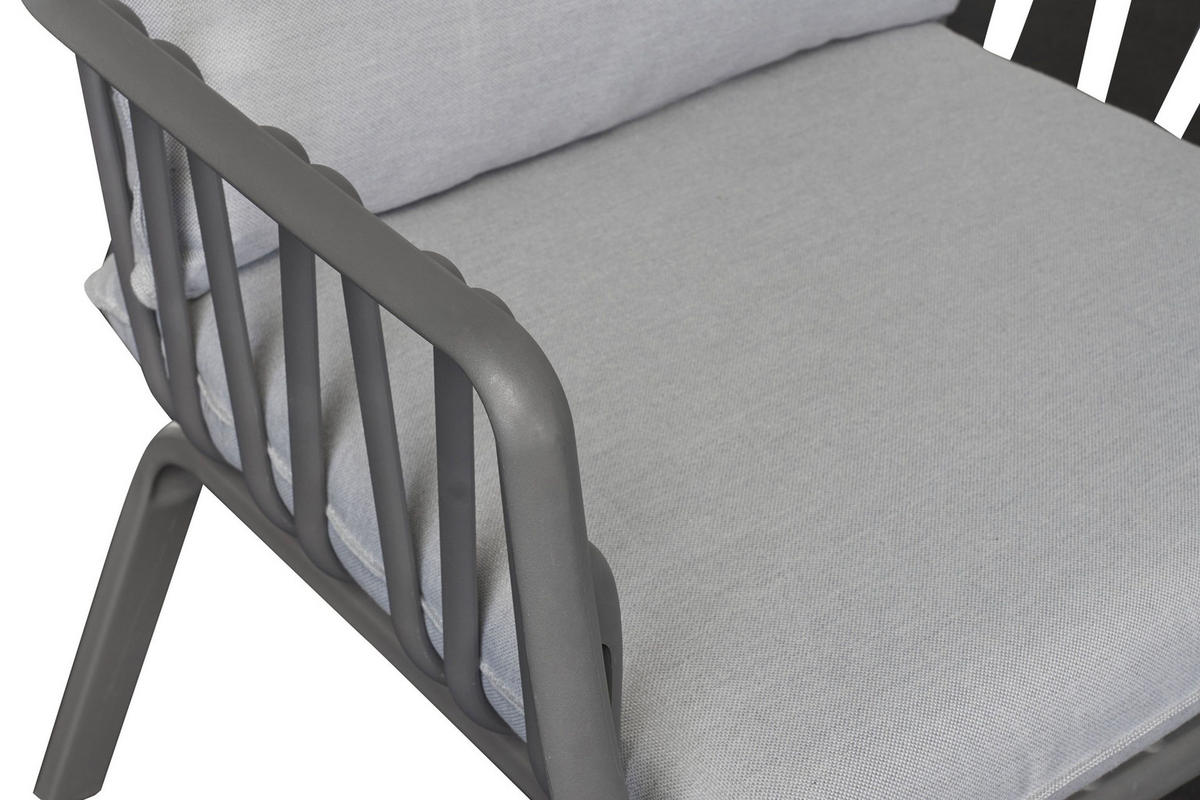 LOUNGESET 4tlg. Moroni, Grau, Kunsstoff - Grau, Kunststoff/Metall - dasmöbelwerk
